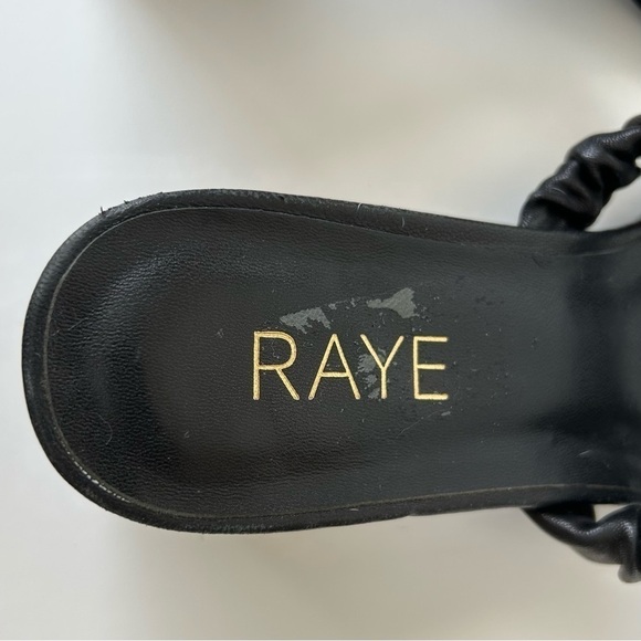 Revolve Raye Posh Sandals Ruched Two Strap Black Leather Block Heel Mule Size 9 - Picture 12 of 14